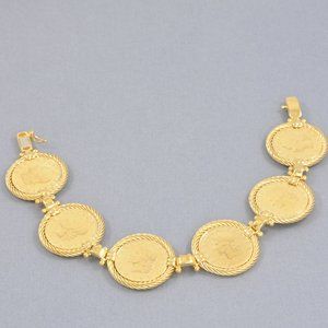 NWOT Italian Silver Sterling Authentic Lire Coin Bracelet - Large